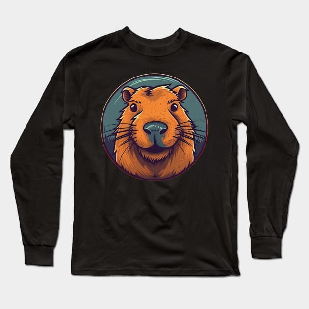 Positive orange capybara Long Sleeve T-Shirt by KOTYA